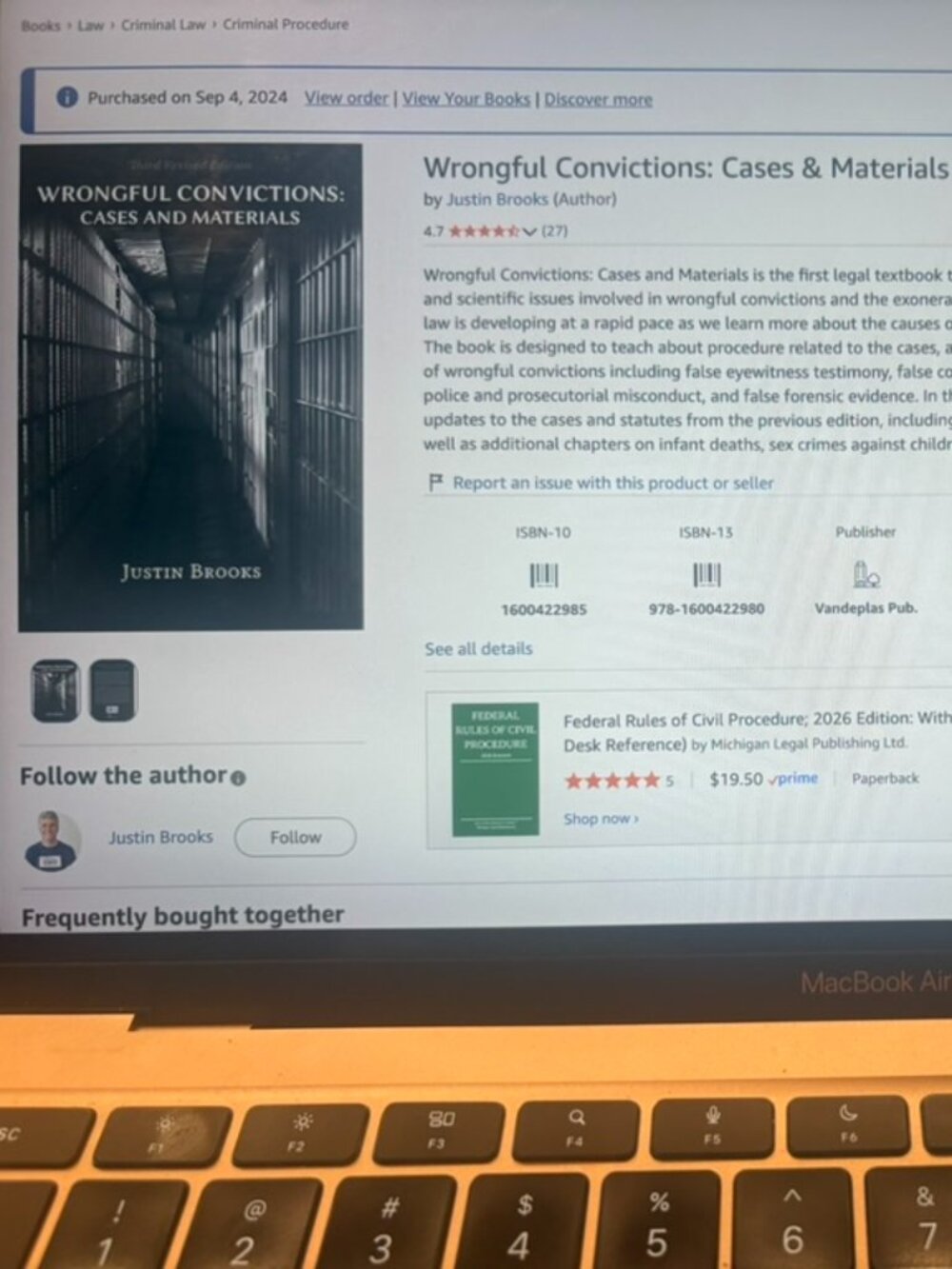 law book, wrongful convictions: cases and materials Justin Brooks